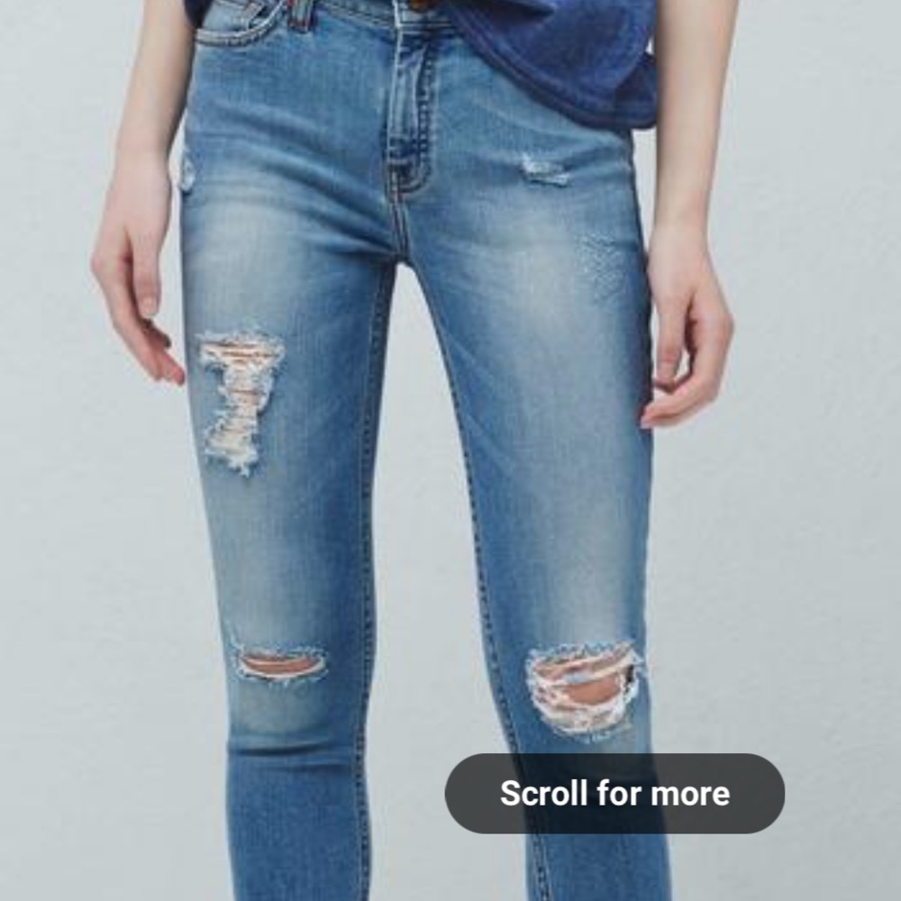 Mango MNG Isa Cropped Skinny Jeans Distressed 6